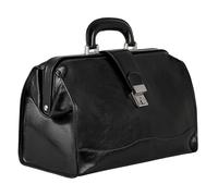 Time Resistance Leather Doctor Bag Sac à main en cuir de style vintage pour homme et femme, Noir, S, Mallette