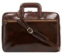 Time Resistance Mallette en Cuir Mince - Sac d'Ordinateur en Cuir Italien Fait à la Main - Sac pour Ordinateur Portable (Marron)