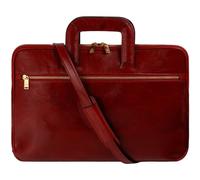 Time Resistance Mallette en Cuir Mince - Sac d'Ordinateur en Cuir Italien Fait à la Main - Sac pour Ordinateur Portable (Rouge)