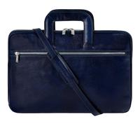 Time Resistance Mallette en Cuir Mince - Sac d'Ordinateur en Cuir Italien Fait à la Main - Sac pour Ordinateur Portable (Bleu)