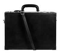 Time Resistance Mallette en cuir Porte-Documents en Cuir Italien Pleine Fleur - Sac Ordinateur Portable Jusqu'à 15" - Bandoulière Amovible (Noir)