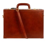 Time Resistance Mallette en cuir Porte-Documents en Cuir Italien Pleine Fleur - Sac Ordinateur Portable Jusqu'à 15" - Bandoulière Amovible (Cognac Brun)
