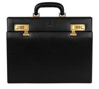 Time Resistance Mallette en Cuir Porte-Documents en Cuir Italien Pleine Fleur - Sac pour Ordinateur Portable Jusqu'à 15" - Étui Rigide avec Serrure (Noir)