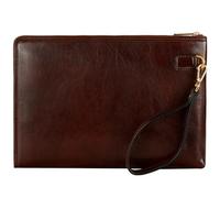 Time Resistance Pochette en cuir pour homme - Organisateur Poignet Sac Mallette - Fait à la main en Italie - Marron