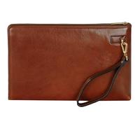 Time Resistance Pochette en cuir pour homme - Organisateur Poignet Sac Mallette - Fait à la main en Italie - Cognac