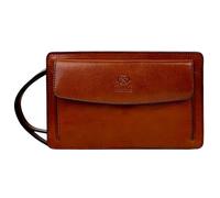 Time Resistance Pochette en cuir pour homme - Sac de poignet fait à la main en Italie Cognac