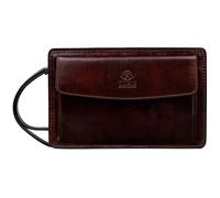 Time Resistance Pochette en cuir pour homme - Sac de poignet fait à la main en Italie Marron