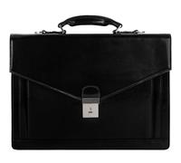 Time Resistance Porte Document Homme en Cuir - Sac Bandoulière en Cuir Pleine Fleur - Fabriqué à la Main en Italie pour Ordinateur Portable Cartable Homme (Noir)