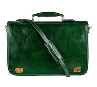 Time Resistance Porte-Documents en Cuir Italien Pleine Fleur pour Hommes Sac à Bandoulière Détachable Fabriqué à la Main pour Ordinateur Portable 15 Pouces (Vert)
