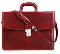 Time Resistance Porte-Documents en Cuir Italien Pleine Fleur pour Hommes Sac à Bandoulière Détachable Fabriqué à la Main pour Ordinateur Portable 15 Pouces (Rouge)