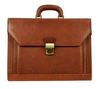 Time Resistance Porte-Documents pour Homme - Fabriqué en Cuir 100% - Fait Main en Italie - Sac de Travail -Sac Bandoulière Marron Cognac