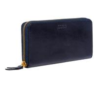 Time Resistance Portefeuille Minimaliste en Cuir - Portefeuille Continental en Cuir Pleine Fleur Fabriqué à la Main en Italie - Porte-Cartes et Espèces Fin (Bleu)