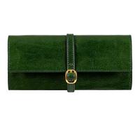 Time Resistance Rouleau de bijoux en cuir - Étui à bijoux de voyage en cuir pleine fleur - Organisateur de bijoux fabriqué en Italie (Vert)