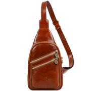 Time Resistance Sac à bandoulière en cuir - Bandoulière pour homme et femme - Sac à dos fait à la main (Cognac)