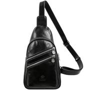 Time Resistance Sac à bandoulière en cuir - Bandoulière pour homme et femme - Sac à dos fait à la main (noir)