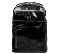 Time Resistance Sac À Dos D'affaires En Cuir - En Cuir Pour Ordinateur Portable Ou Portefeuille A4 - Sac À Dos Pour Ordinateur Fabriqué En Italie (Noir)