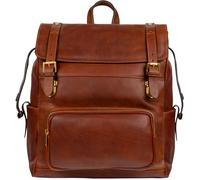 Time Resistance Sac à Dos en Cuir Italien Sac de voyage look Vintage et Rétro Cognac
