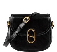 Time Resistance Sac Bandoulière en Cuir Pleine Fleur - Sac à épaule avec Fermeture Magnétique - Sac en Cuir pour Femme (Noir)