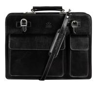 Time Resistance Sac De Travail En Cuir - Sac En Cuir Fait Main Pour Ordinateur Portable 15 Pouces, De Bureau, Porte-Documents, À Bandoulière (Noir, L)