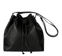 Time Resistance Sac Seau en Cuir - Sac à Main en Cuir Pleine Fleur pour Femme - Sac à Épaule Fait Main en Italie (Noir)