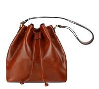 Time Resistance Sac Seau en Cuir - Sac à Main en Cuir Pleine Fleur pour Femme - Sac à Épaule Fait Main en Italie (Marron Cognac)