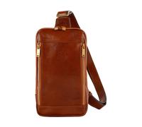 Time Resistance Sac à bandoulière en cuir - Sac à bandoulière pour homme et femme - Fait à la main, cognac