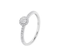 Time RoaD Bague Femme avec Design Halo Or Blanc 9K de 375 ml - Design Ergonomique et Ajustement Parfait DIA00020/14 - Idéale pour Fiançailles - Demande - Alliance - Promesse - Bagues Femme