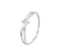 Time RoaD Bague Femme Croisée avec Diamants Or Blanc 9K de 375 ml - Design Ergonomique et Ajustement Parfait DIA00044/14 - Idéale pour Fiançailles - Demande - Alliance - Promesse - Bagues Femme
