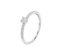 Time RoaD Bague Femme Solitaire avec Bande Pavée de Diamants Or Blanc 9K de 375 ml - Design Ergonomique et Ajustement Parfait DIA00016/12 - Idéale pour Fiançailles - Demande - Alliance - Promesse