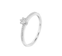Time RoaD Bague Femme Solitaire avec Diamant et Bande Pavée Or Blanc 9K de 375 ml - Design Ergonomique et Ajustement Parfait DIA00026/14 - Fiançailles, Demande, Alliance, Promesse - Bagues Femme