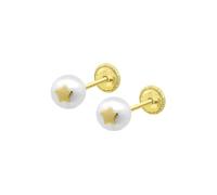 TIME ROAD Boucles d’oreilles Bébé en Or 9K HIN00173/6 - Fermoir Sécurisé à Vis - Étoile 6 mm - Bébé 3-24 mois - Idéal Naissance, Baptême ou Anniversaire