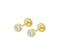 TIME ROAD Boucles d’oreilles Bébé en Or 9K HIN00197/4 - Fermoir Sécurisé à Vis 4 mm - Bébé 3-24 mois - Idéal Naissance, Baptême ou Anniversaire