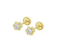 TIME ROAD Boucles d’oreilles Bébé en Or 9K HIN00199/4 - Fermoir Sécurisé à Vis - Étoile 4 mm - Bébé 3-24 mois - Idéal Naissance, Baptême ou Anniversaire