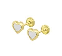 TIME ROAD Boucles d’oreilles Bébé en Or 9K HIN00331/4 - Fermoir Sécurisé à Vis - Cœur 4 mm - Bébé 3-24 mois - Idéal Naissance, Baptême ou Anniversaire