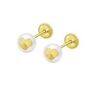 TIME ROAD Boucles d’oreilles Bébé en Or 9K HIN00347/6 - Fermoir Sécurisé à Vis - Cœur 6 mm - Bébé 3-24 mois - Idéal Naissance, Baptême ou Anniversaire