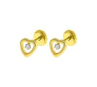 TIME ROAD Boucles d’oreilles Bébé en Or 9K LG00098/5 - Fermoir Sécurisé à Vis - Cœur 5 mm - Bébé 3-24 mois - Idéal Naissance, Baptême ou Anniversaire