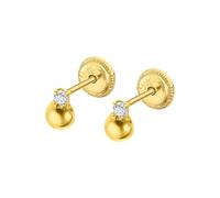 TIME ROAD Boucles d’oreilles Bébé en Or 9K LG00286 - Fermoir Sécurisé à Vis - Géométrique - Bébé 3-24 mois - Idéal Naissance, Baptême ou Anniversaire