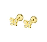 TIME ROAD Boucles d’oreilles Bébé en Or 9K VJ00003/6 - Fermoir Sécurisé à Vis - Papillon 6 mm - Bébé 3-24 mois - Idéal Naissance, Baptême ou Anniversaire