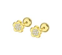 TIME ROAD Boucles d’oreilles Bébé en Or 9K VJ00006/6 - Fermoir Sécurisé à Vis - Fleur 6 mm - Bébé 3-24 mois - Idéal Naissance, Baptême ou Anniversaire