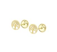TIME ROAD Boucles d’oreilles Bébé en Or 9K HIN00004/6 - Fermoir Sécurisé à Vis - Arbre de Vie 6 mm - Bébé 3-24 mois - Idéal Naissance, Baptême ou Anniversaire