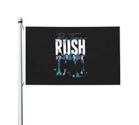 Time Rock Music boy band Rush Drapeau Double Face 3x5FT - Décoration Murale Groupe de Musique - Fanfare Concert BTR - Pour Chambre, Salon, Extérieur - Cadeau Fan - Résistant aux Intempéries