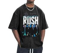 Time Rock Music Boy Band Rush Men T-Shirt rétro en Coton délavé avec Logo délavé - Cadeau Unisexe pour Les Fans de Boys Band des années 2010 Large