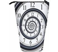 Time Spiral Télescopique Crayon Papeterie Case Stylos Boîte de Rangement avec Fermeture Éclair pour Femmes Hommes Garçons Filles Horloge Chronologie Spirale 3D Compte à rebours Infinity Digital Spin