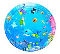 Time Time Mat, 39 pouces PVC Plaflable Portable Round Water Play Mat avec pompe, dessin animé Animaux maritimes Toys pour filles, garçons, Playmats Floor Gyms