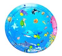 Time Time Mat, 39 pouces PVC Plaflable Portable Round Water Play Mat avec pompe, dessin animé Animaux maritimes Toys pour filles, garçons, Playmats Floor Gyms