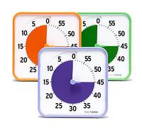TIME TIMER Classroom Set - Minuterie 60 Min Cartes D'Activité Effaçables à Sec, Salle entres d'apprentissage/l'horloge Bureau Secondaires, Lot 3 TT08B-SEC3-W 19x19x3 cm Violet/Orange/Vert