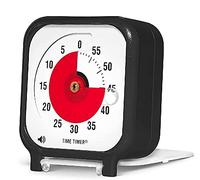 Time Timer Original Pocket 8x8cm minuterie visuelle; Compte à rebours de 60 minutes pour les salles de classe d'enfants, les réunions, la minuterie de cuisine, le bureau pour adultes et l'outil l'école à la maison avec fonctionnement silencieux (noir)