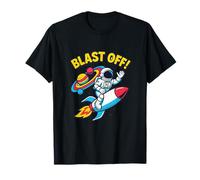 Time To Blast Off Astronaute Rocket Space Explorer Art Kids Art T-Shirt