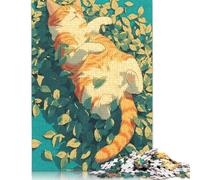 Time to Relax Orange Cat Puzzles 1000 Pieces Cadeau Unique Jeu Éducatif Défi Jouet À De Qualité Supérieure Peinture Art pour Adultes Et Enfants À Partir De 12 Ans 1000pcs (38x26cm)