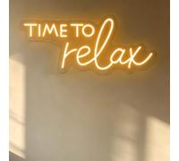 Time To Relax Panneau néon LED à intensité variable - Décoration murale apaisante pour salle de bain, chambre à coucher, spa, salon de beauté et salon de coiffure, éclairage blanc chaud, cadeau pour